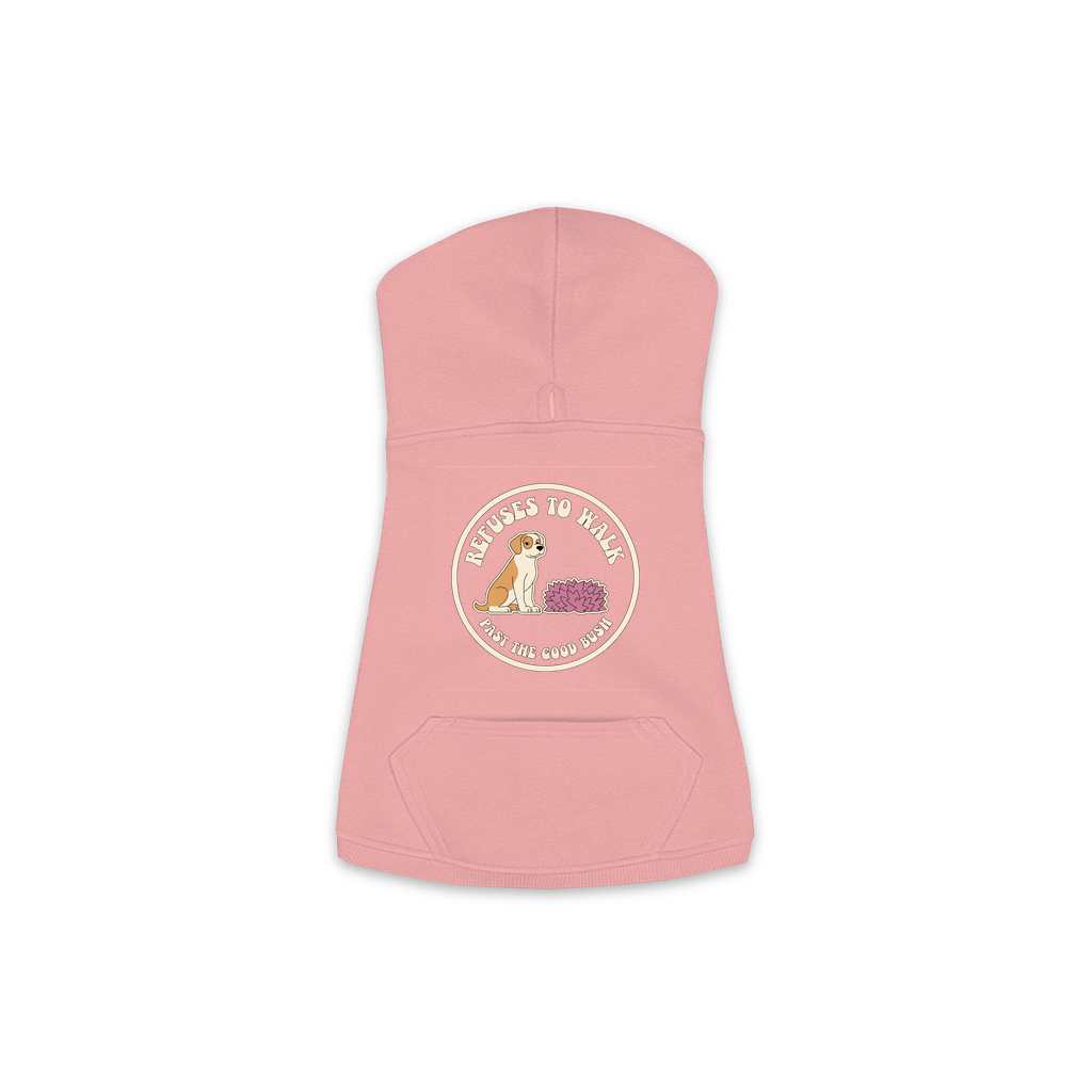 Refuses To Walk Past The Good Bush dog hoodie in Mauvelous - back print, sizes XS to M