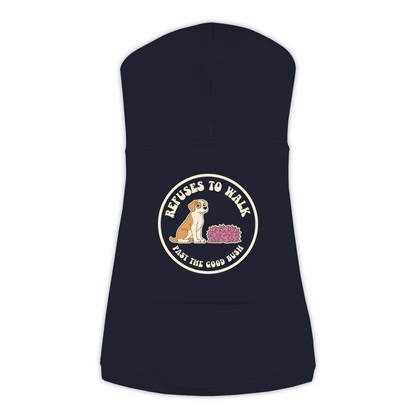 Refuses To Walk Past The Good Bush dog hoodie in Navy - back print, sizes L to 3XL