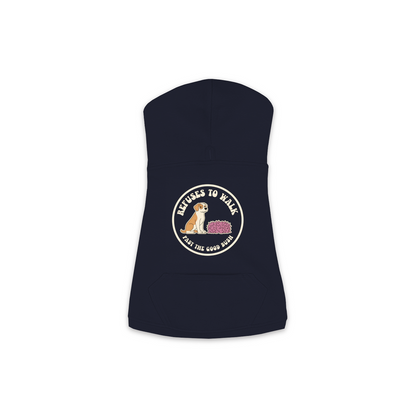 Refuses To Walk Past The Good Bush dog hoodie in Navy - back print, sizes XS to M
