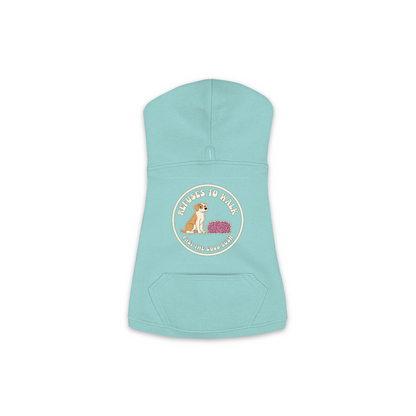 Refuses To Walk Past The Good Bush dog hoodie in Saltwater - back print, sizes XS to M