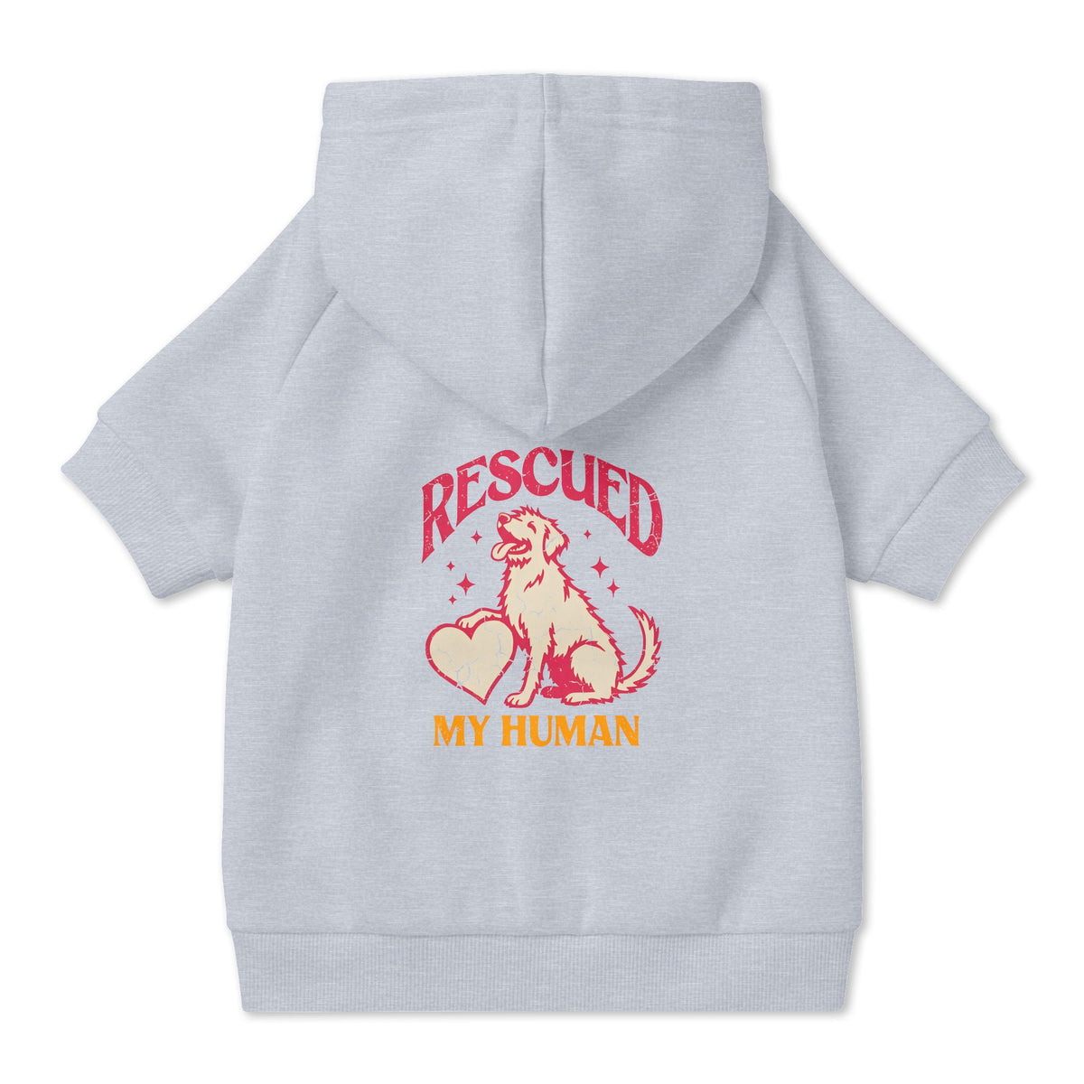 Rescued My Human Dog Hoodie in Grey, back view — SniffWaggleNWalk™