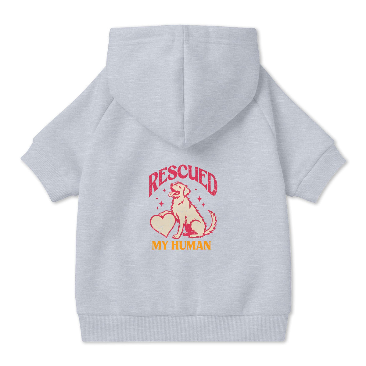Rescued My Human Dog Hoodie in Grey, back view — SniffWaggleNWalk™