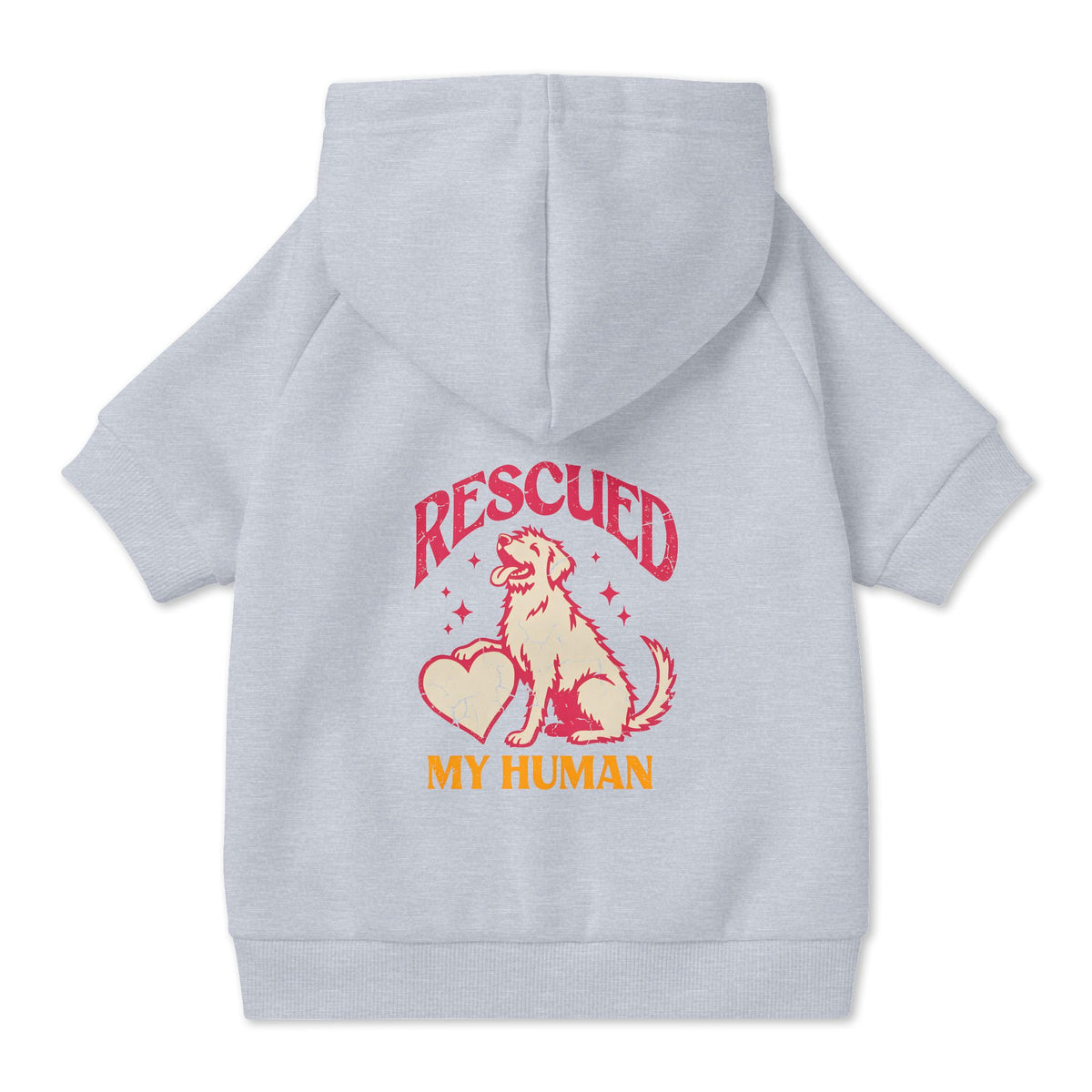 Rescued My Human Dog Hoodie in Grey, back view — SniffWaggleNWalk™