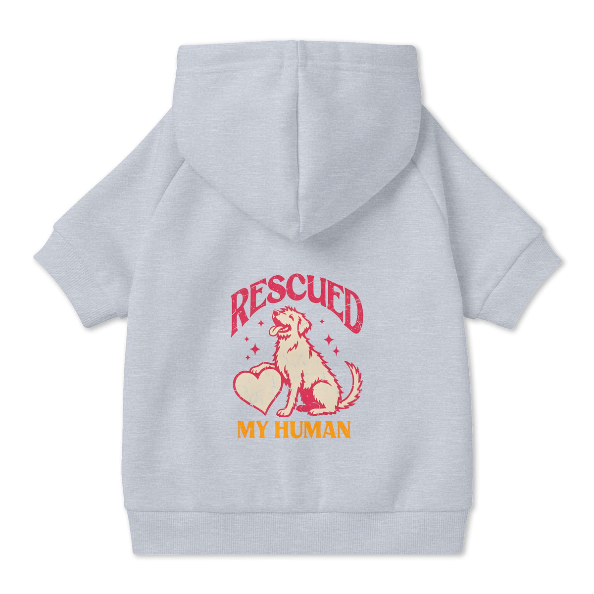 Rescued My Human Dog Hoodie in Grey, back view — SniffWaggleNWalk™