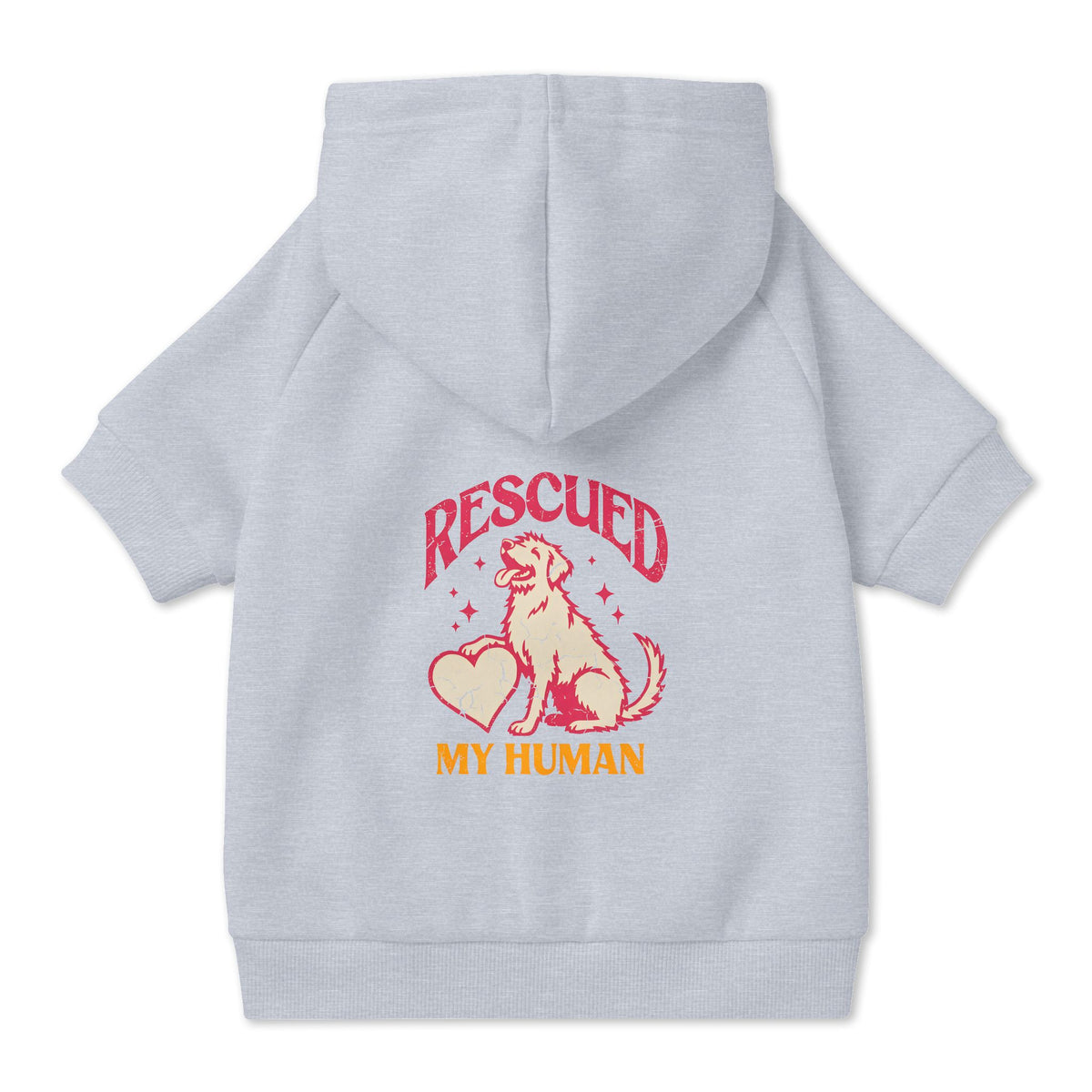 Rescued My Human Dog Hoodie in Grey, back view — SniffWaggleNWalk™