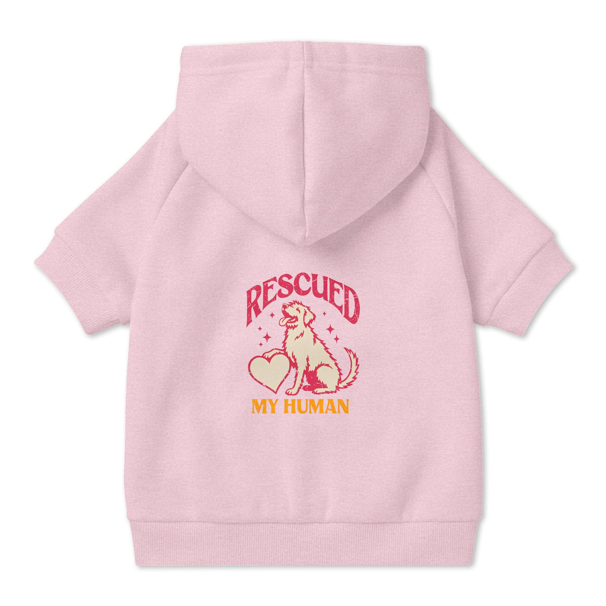 Rescued My Human Dog Hoodie in Pink, back view — SniffWaggleNWalk™
