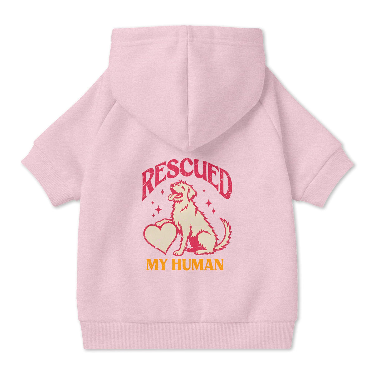 Rescued My Human Dog Hoodie in Pink, back view — SniffWaggleNWalk™