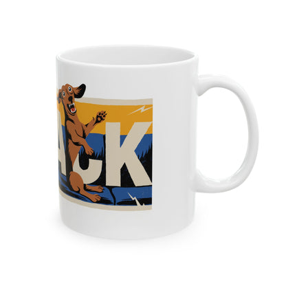 Dachshund ceramic coffee mug, 11oz and 15oz retro poster style sausage dog gift - view 6