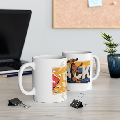 Dachshund ceramic coffee mug, 11oz and 15oz retro poster style sausage dog gift - view 8
