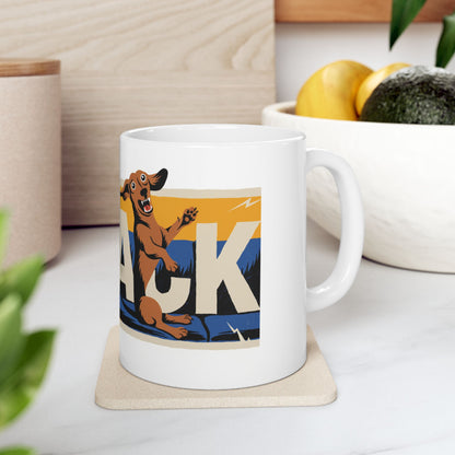 Dachshund ceramic coffee mug, 11oz and 15oz retro poster style sausage dog gift - view 10