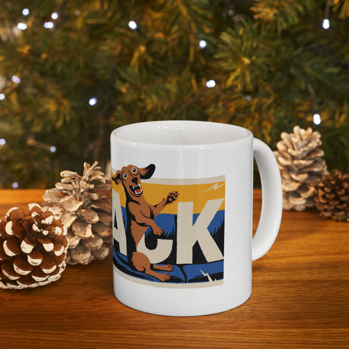 Dachshund ceramic coffee mug, 11oz and 15oz retro poster style sausage dog gift - view 12