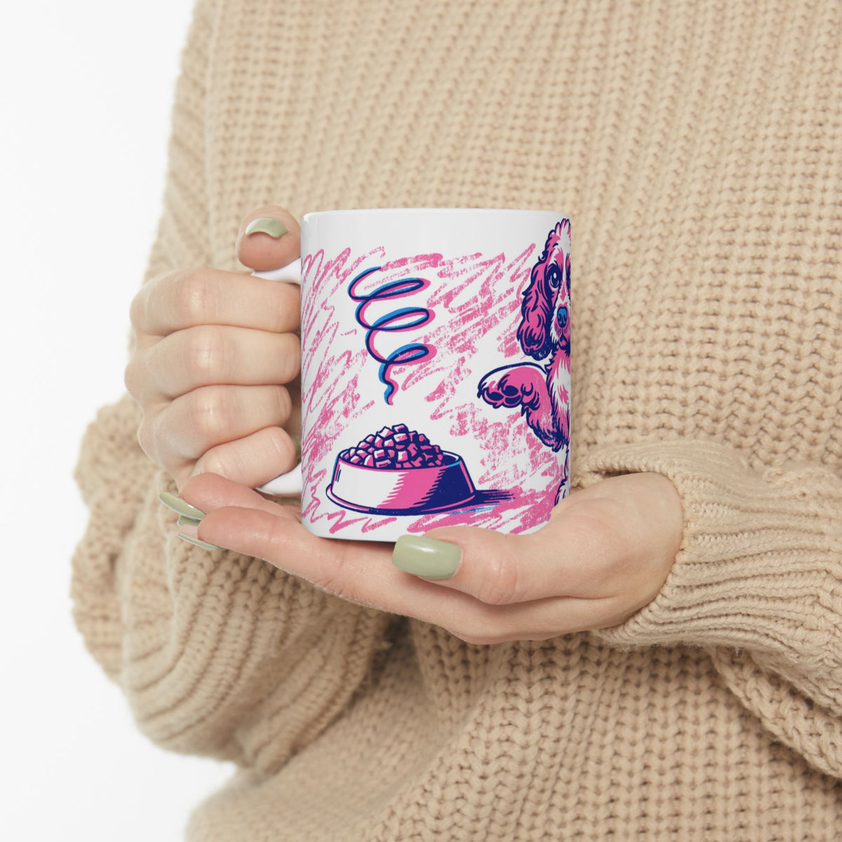 Cocker Spaniel ceramic coffee mug, 11oz and 15oz retro print style cocker gift - view 1