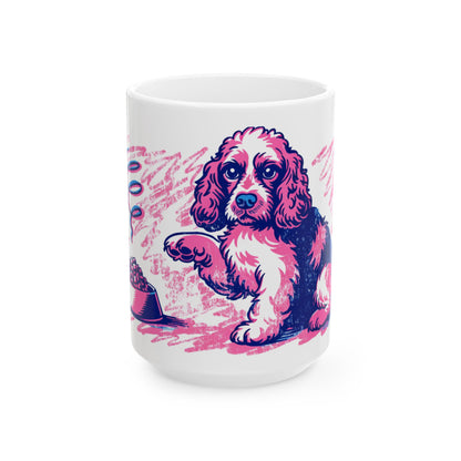 Cocker Spaniel ceramic coffee mug, 11oz and 15oz retro print style cocker gift - view 2