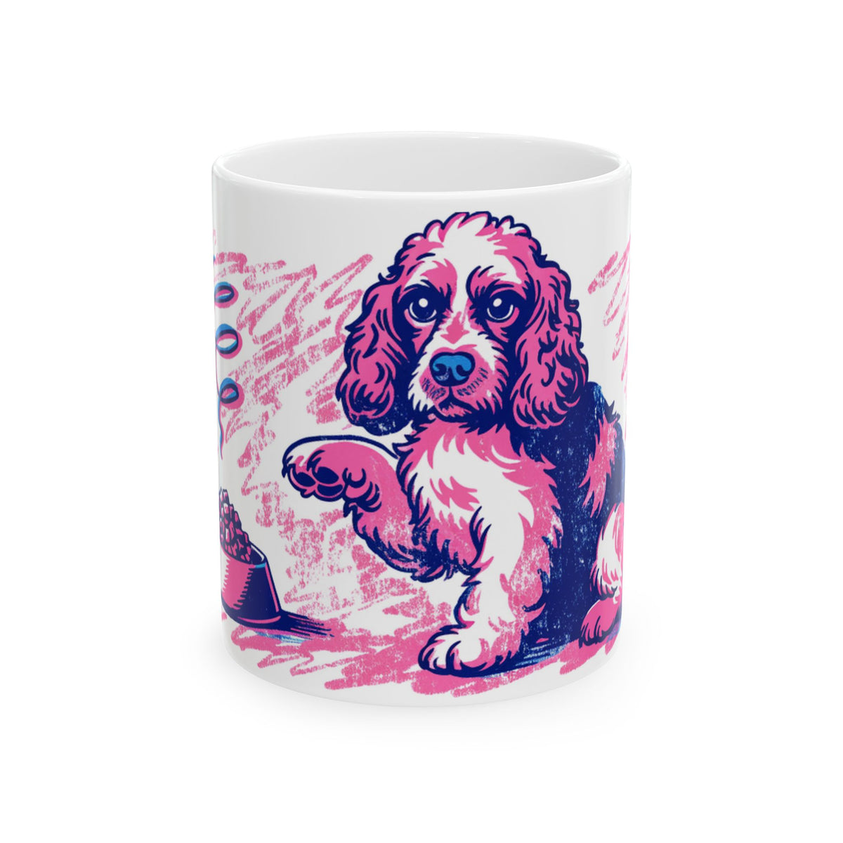Cocker Spaniel ceramic coffee mug, 11oz and 15oz retro print style cocker gift - view 3