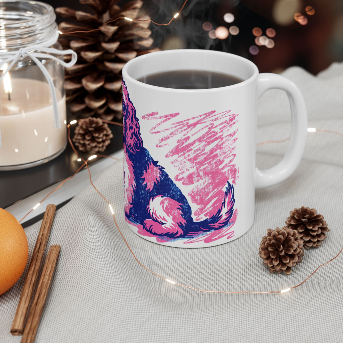 Cocker Spaniel ceramic coffee mug, 11oz and 15oz retro print style cocker gift - view 7