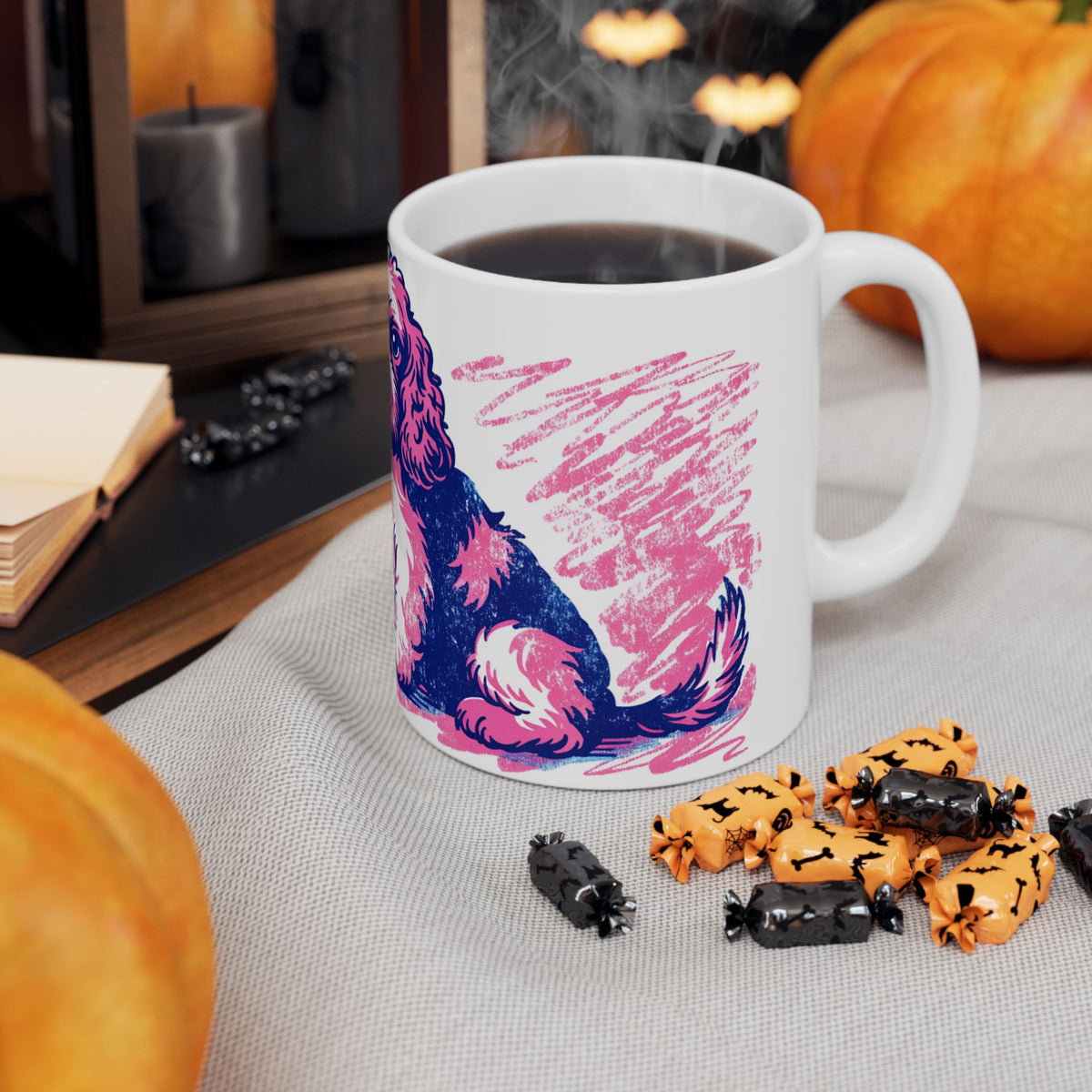 Cocker Spaniel ceramic coffee mug, 11oz and 15oz retro print style cocker gift - view 9