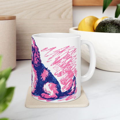Cocker Spaniel ceramic coffee mug, 11oz and 15oz retro print style cocker gift - view 10