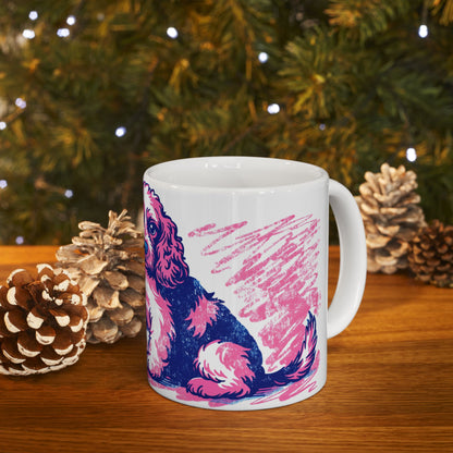 Cocker Spaniel ceramic coffee mug, 11oz and 15oz retro print style cocker gift - view 12