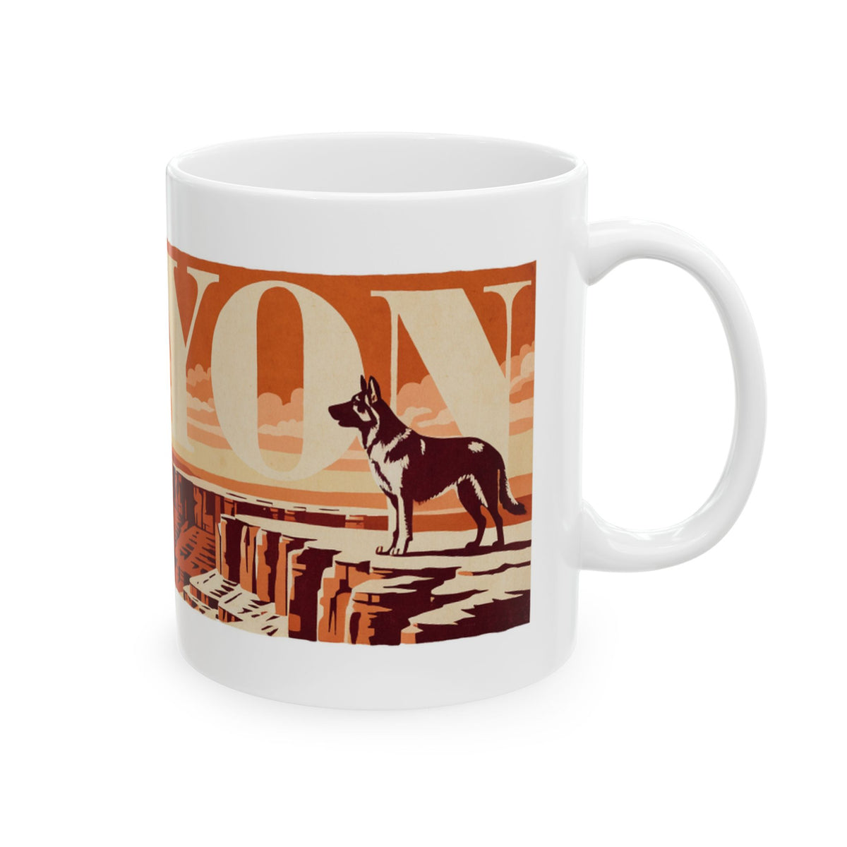 German Shepherd ceramic coffee mug, 11oz and 15oz retro travel poster GSD gift - view 6