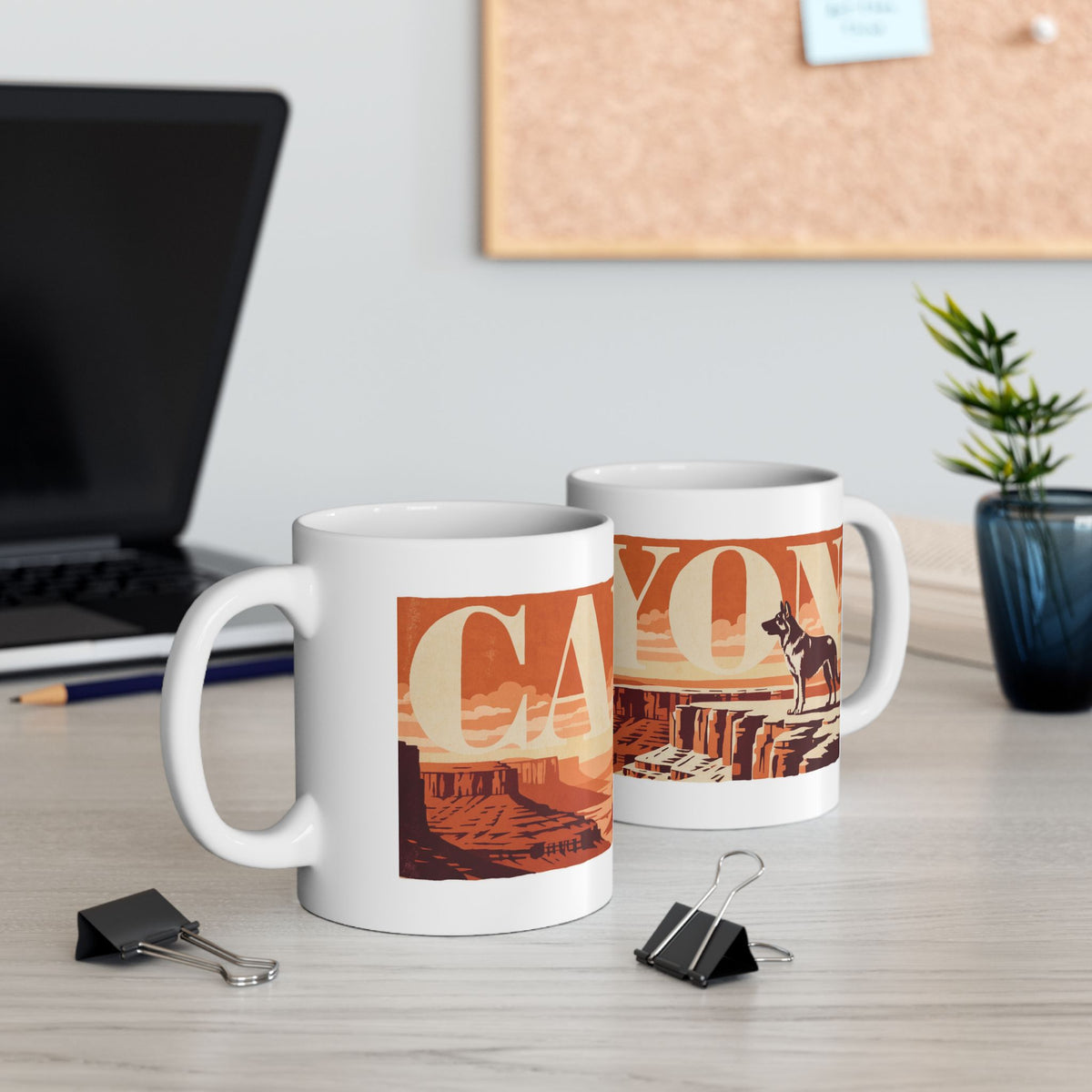 German Shepherd ceramic coffee mug, 11oz and 15oz retro travel poster GSD gift - view 8