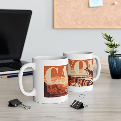 German Shepherd ceramic coffee mug, 11oz and 15oz retro travel poster GSD gift - view 8