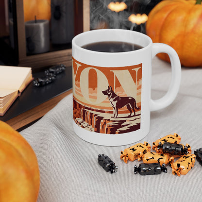 German Shepherd ceramic coffee mug, 11oz and 15oz retro travel poster GSD gift - view 9