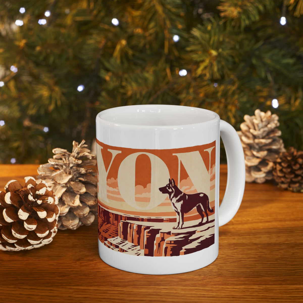 German Shepherd ceramic coffee mug, 11oz and 15oz retro travel poster GSD gift - view 12