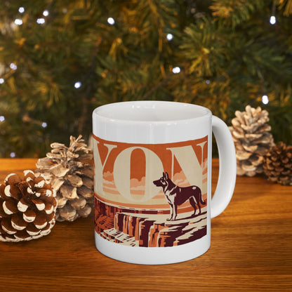 German Shepherd ceramic coffee mug, 11oz and 15oz retro travel poster GSD gift - view 12