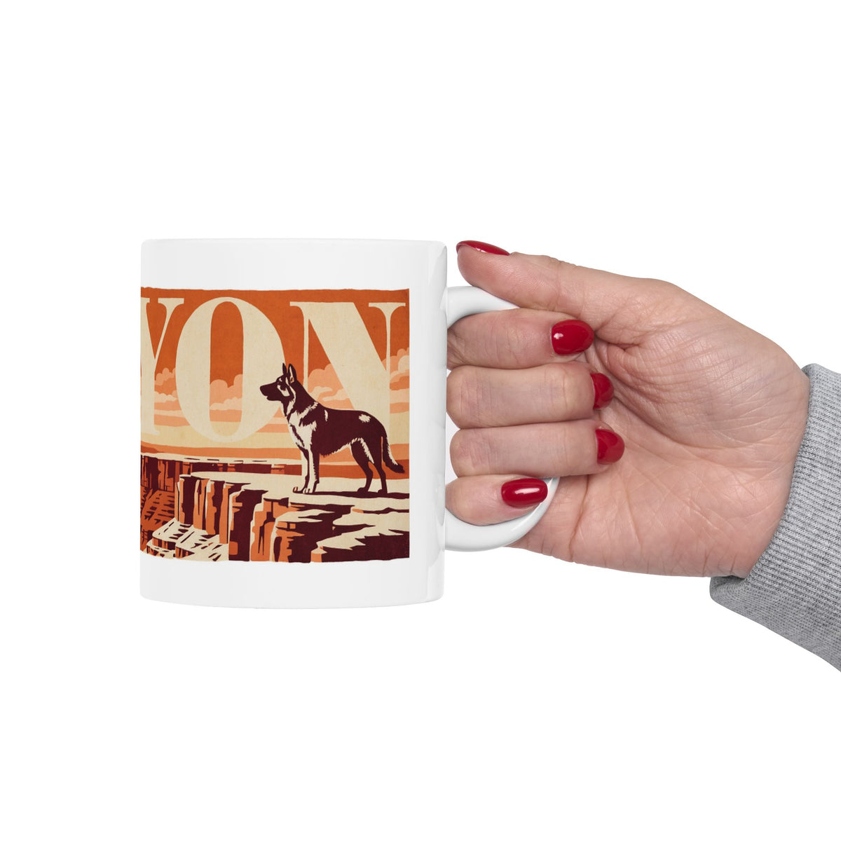 German Shepherd ceramic coffee mug, 11oz and 15oz retro travel poster GSD gift - view 14