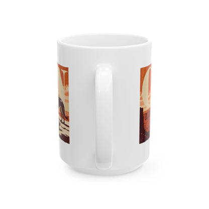 German Shepherd ceramic coffee mug, 11oz and 15oz retro travel poster GSD gift - view 15