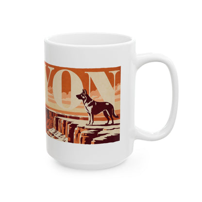 German Shepherd ceramic coffee mug, 11oz and 15oz retro travel poster GSD gift - view 17