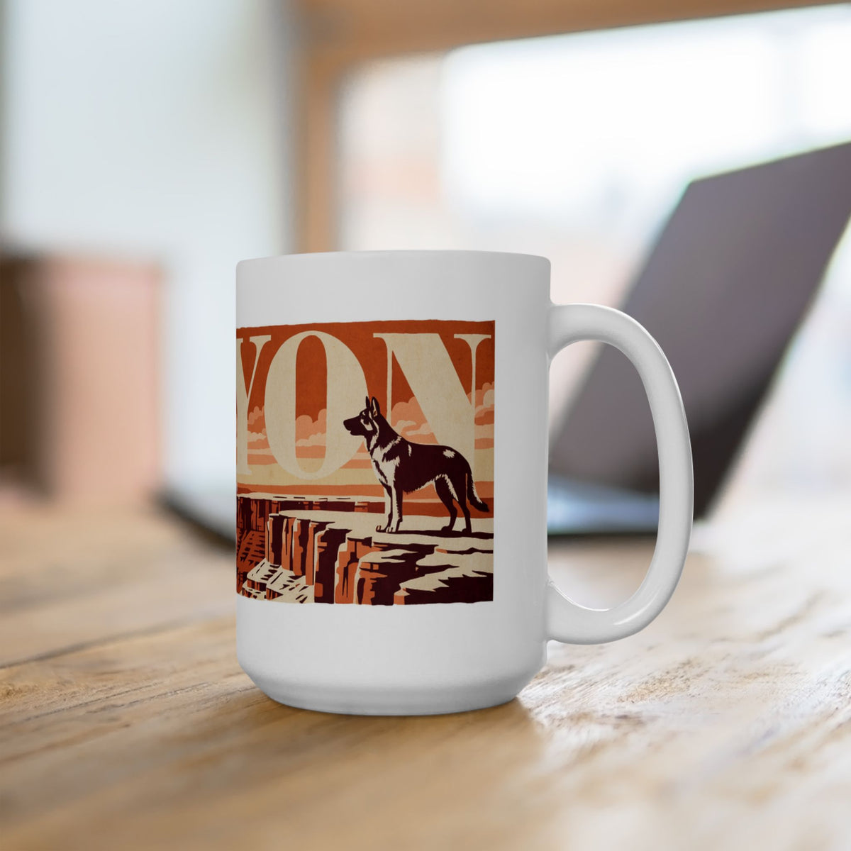 German Shepherd ceramic coffee mug, 11oz and 15oz retro travel poster GSD gift - view 18