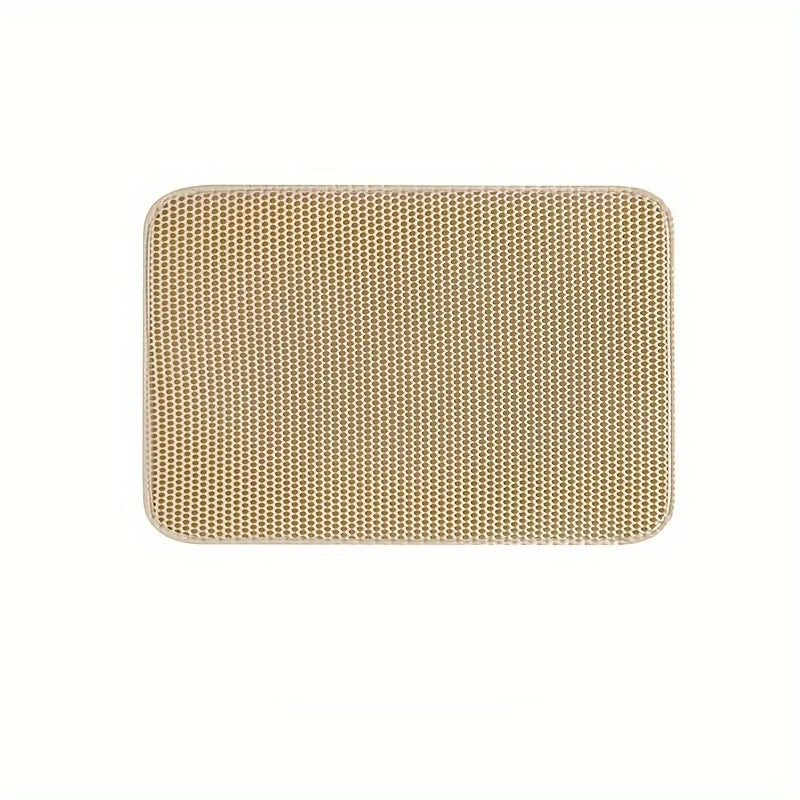 Beige woven placemat on a white background cat litter mat