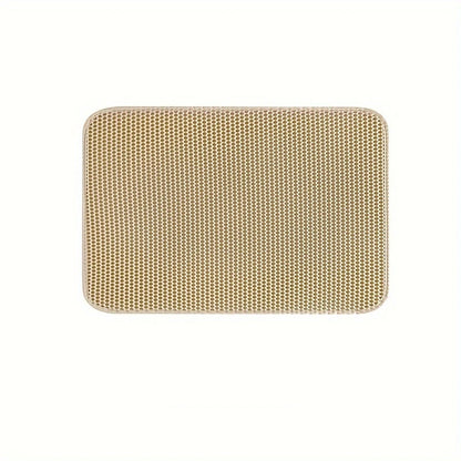 Beige woven placemat on a white background cat litter mat