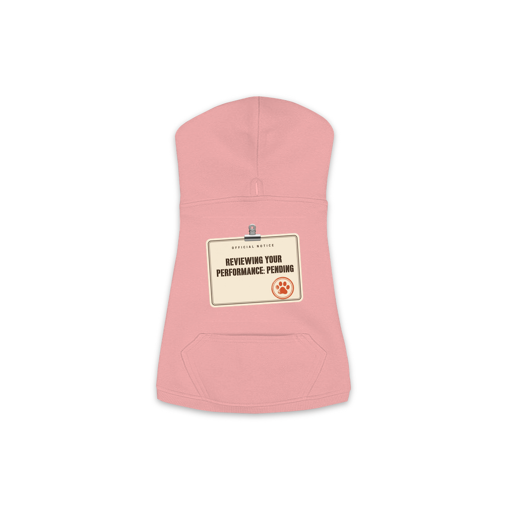 Reviewing Your Performance, Pending dog hoodie in Mauvelous, sizes XS to M