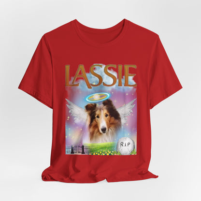 RIP Lassie T-Shirt — Dark Grey Heather — classic TV dog tribute — SniffWaggleNWalk™