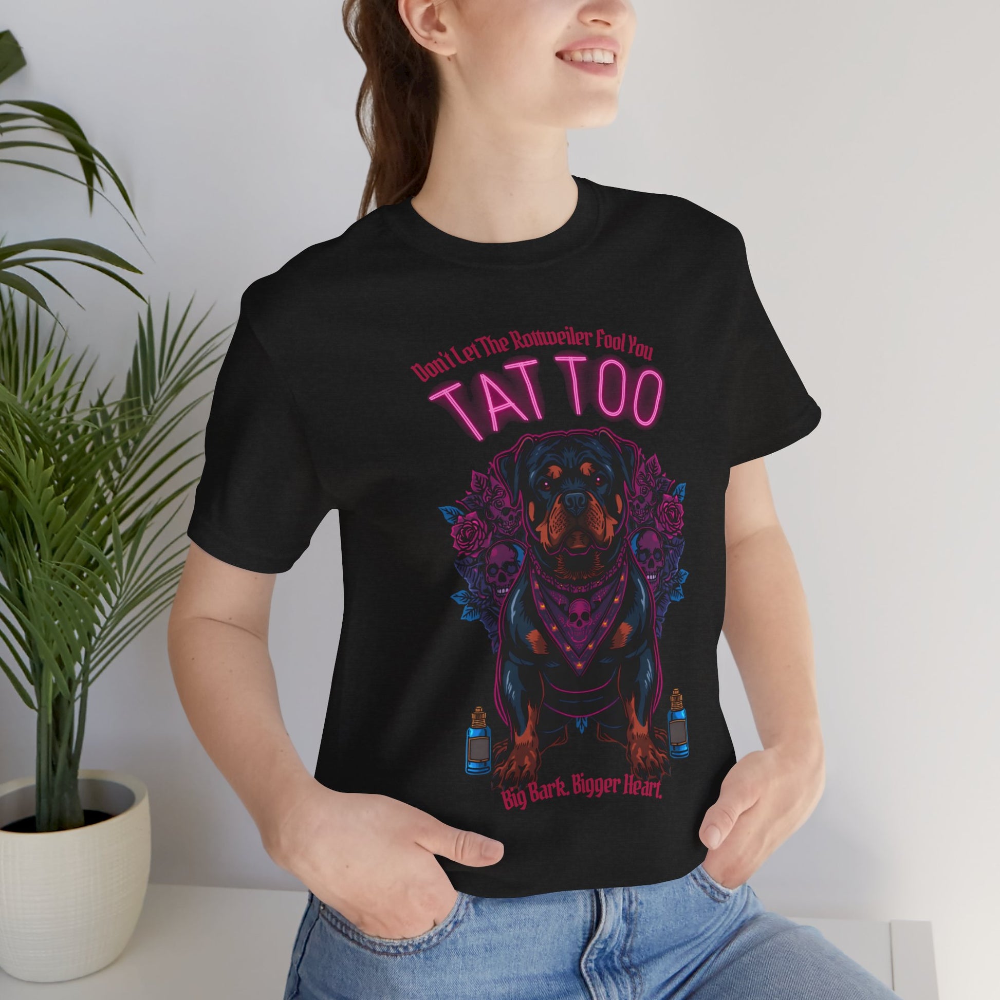 Rottweiler Biker Ink Shop t-shirt in black, back view