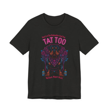 Rottweiler Biker Ink Shop t-shirt in black heather, front view