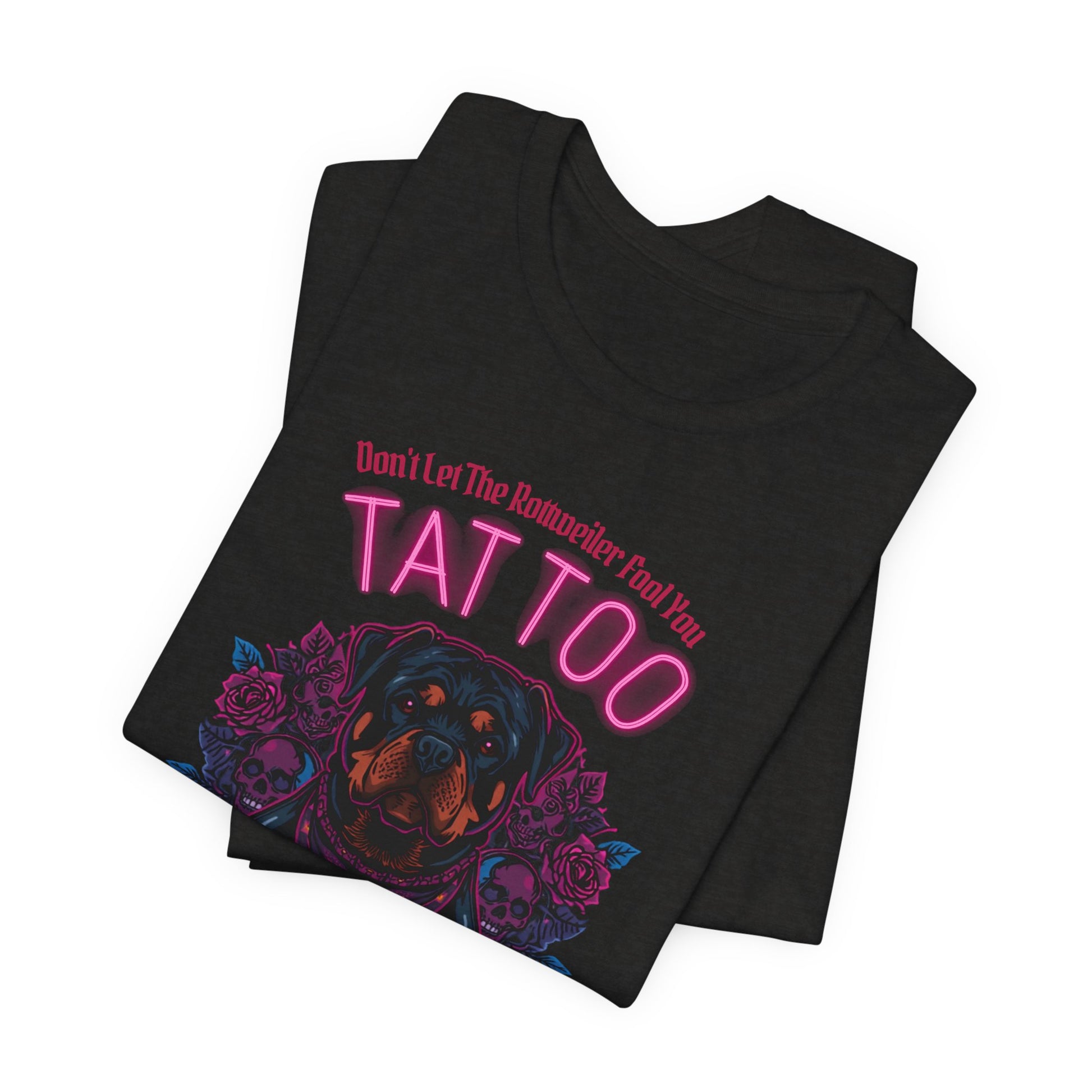 Rottweiler Biker Ink Shop t-shirt in black heather, side view
