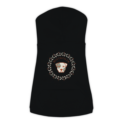 Rottweiler dog hoodie in Black — boho-inspired print on cosy fleece pullover, size 3XL