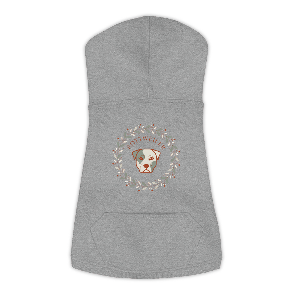 Rottweiler dog hoodie in Granite Heather — boho-inspired print on cosy fleece pullover, size 3XL