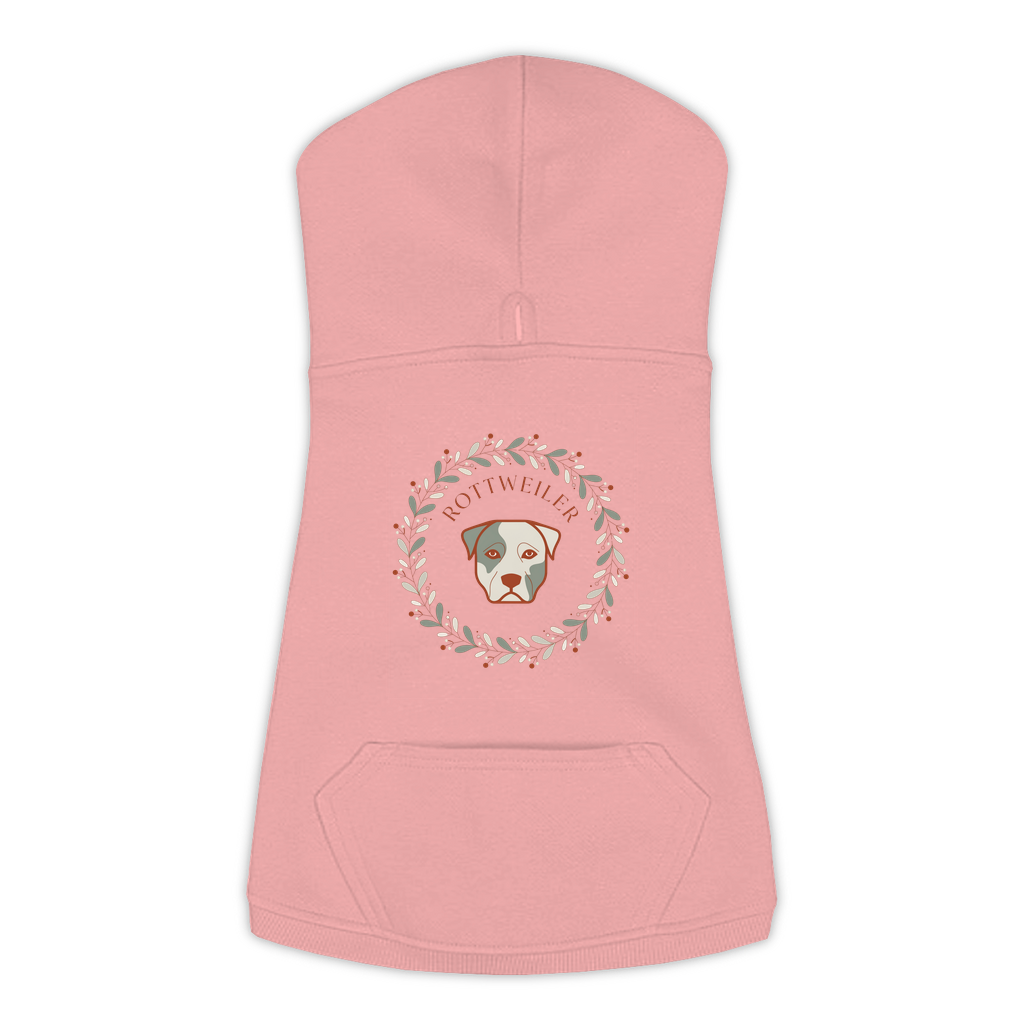 Rottweiler dog hoodie in Mauvelous — boho-inspired print on cosy fleece pullover, size 2XL