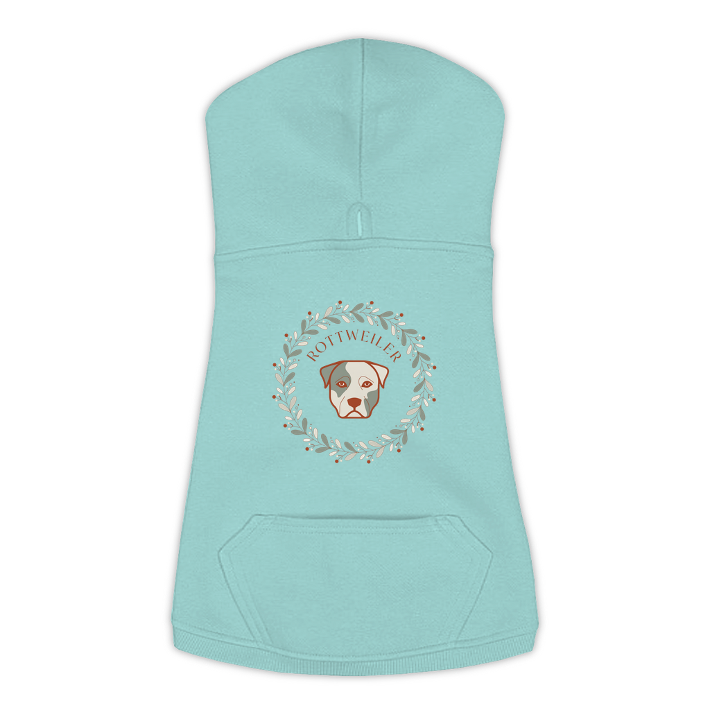 Rottweiler dog hoodie in Saltwater — boho-inspired print on cosy fleece pullover, size 3XL