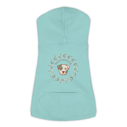 Rottweiler dog hoodie in Saltwater — boho-inspired print on cosy fleece pullover, size 3XL