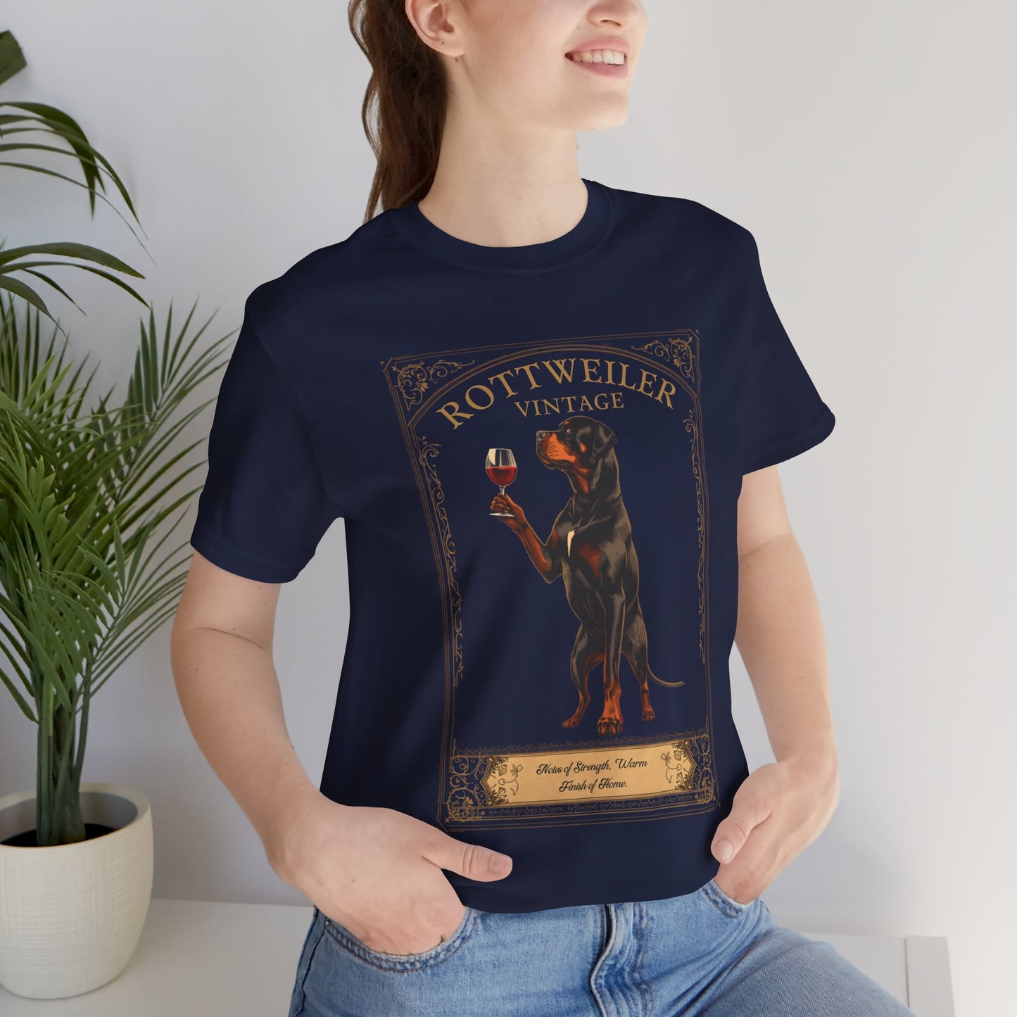 Rottweiler Breed Sommelier t-shirt in black heather — Rottweiler Vintage wine label design
