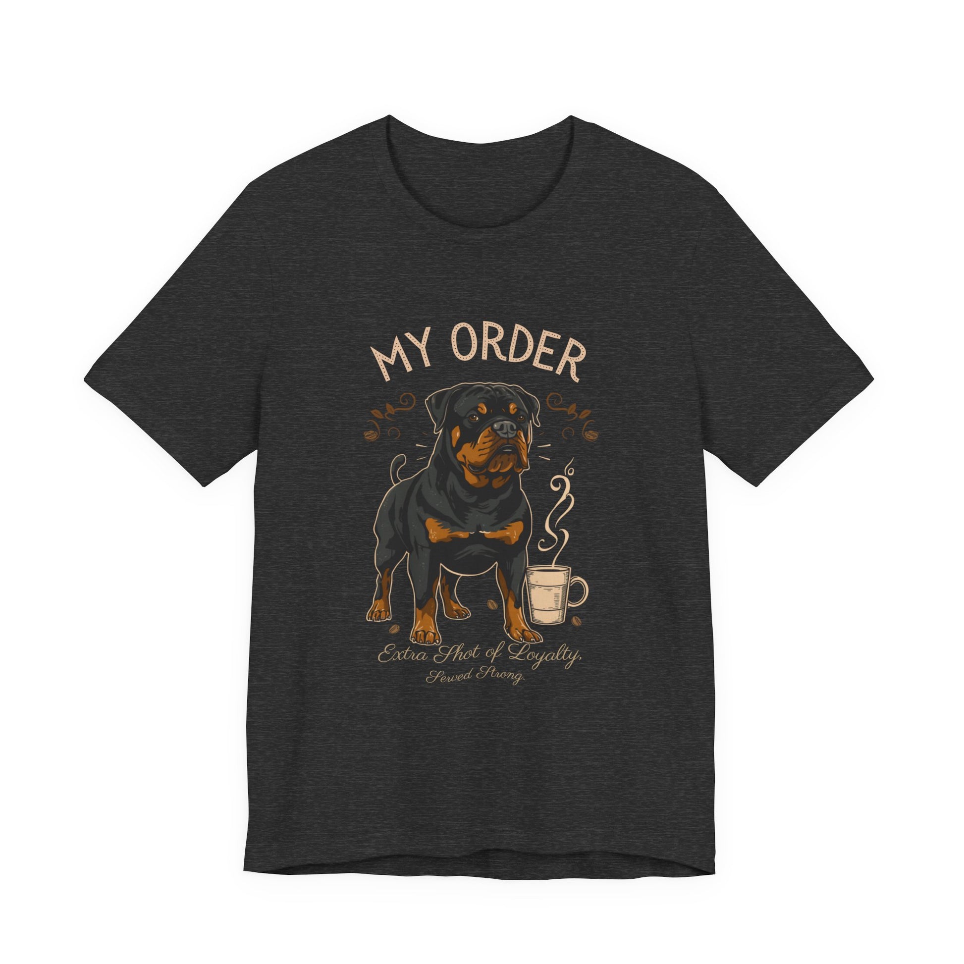Rottweiler Café Order T-Shirt – Close-up Detail 2
