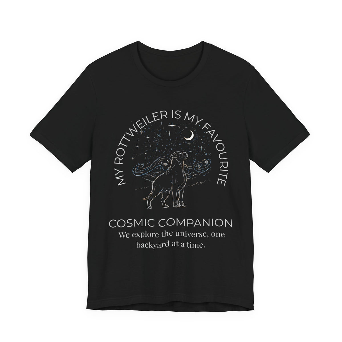 Rottweiler Cosmic Companion T-Shirt navy colourway