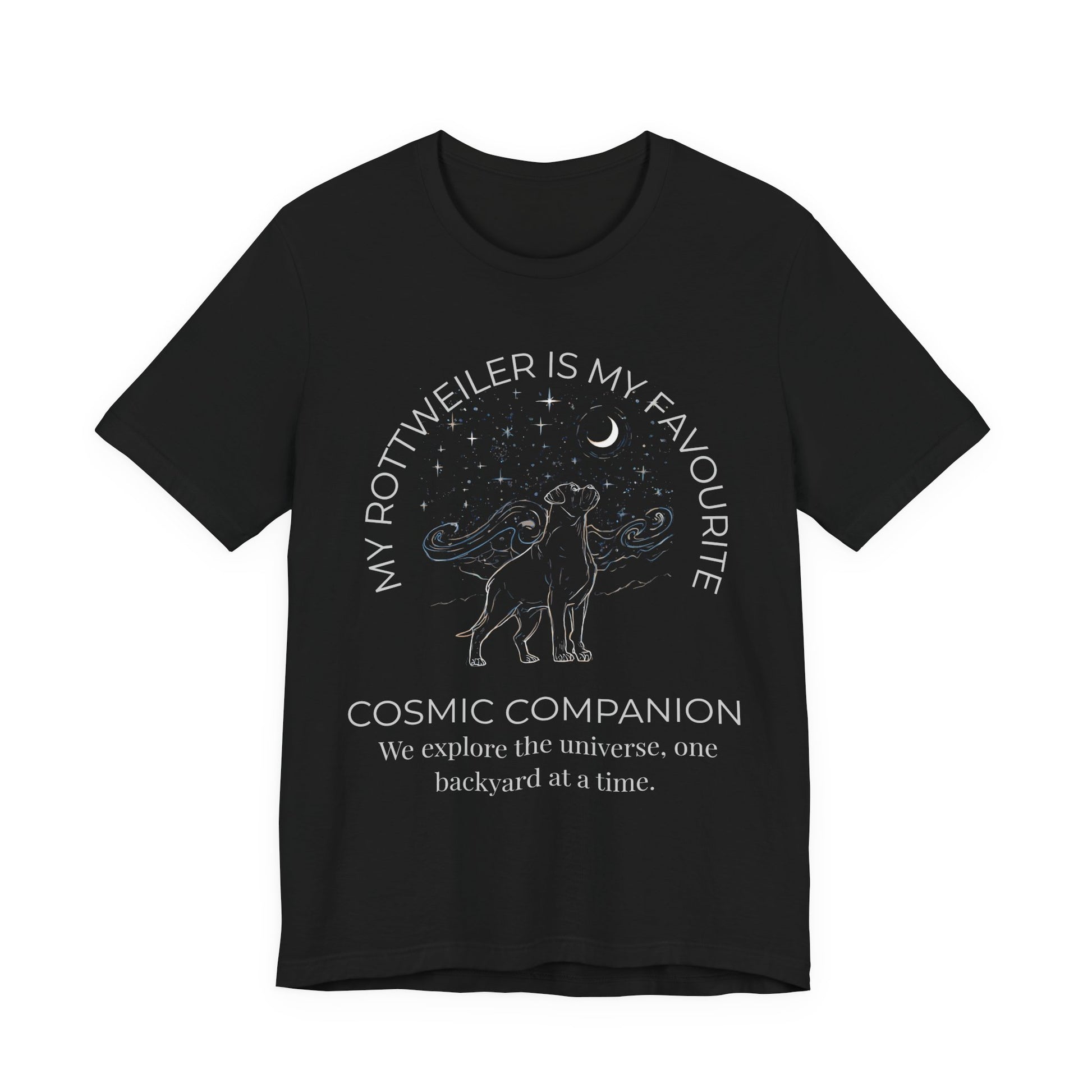 Rottweiler Cosmic Companion T-Shirt navy colourway