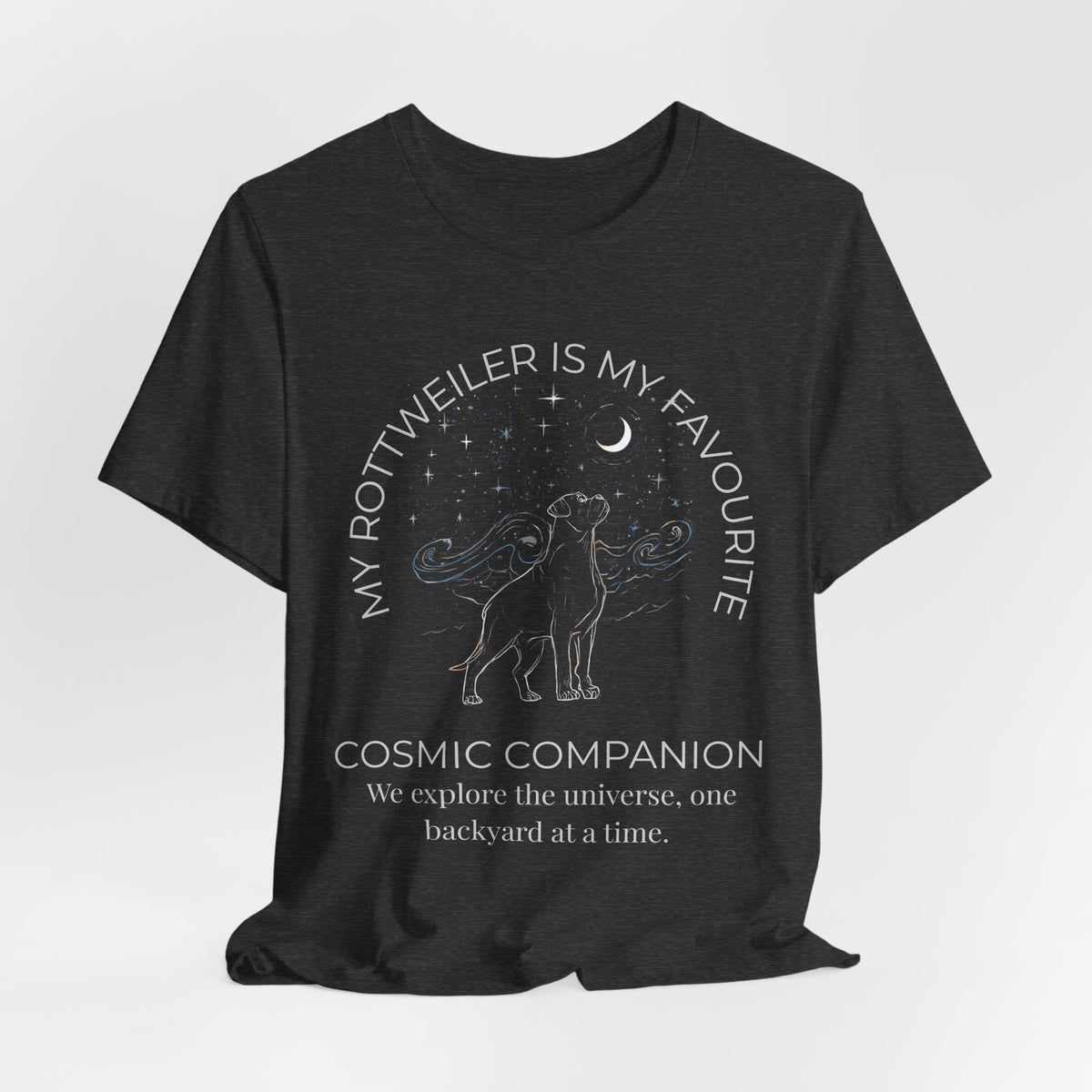 Rottweiler Cosmic Companion T-Shirt stargazing dog tee