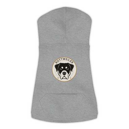 Rottweiler dog hoodie in Granite Heather — vintage roundel badge print on cosy fleece pullover